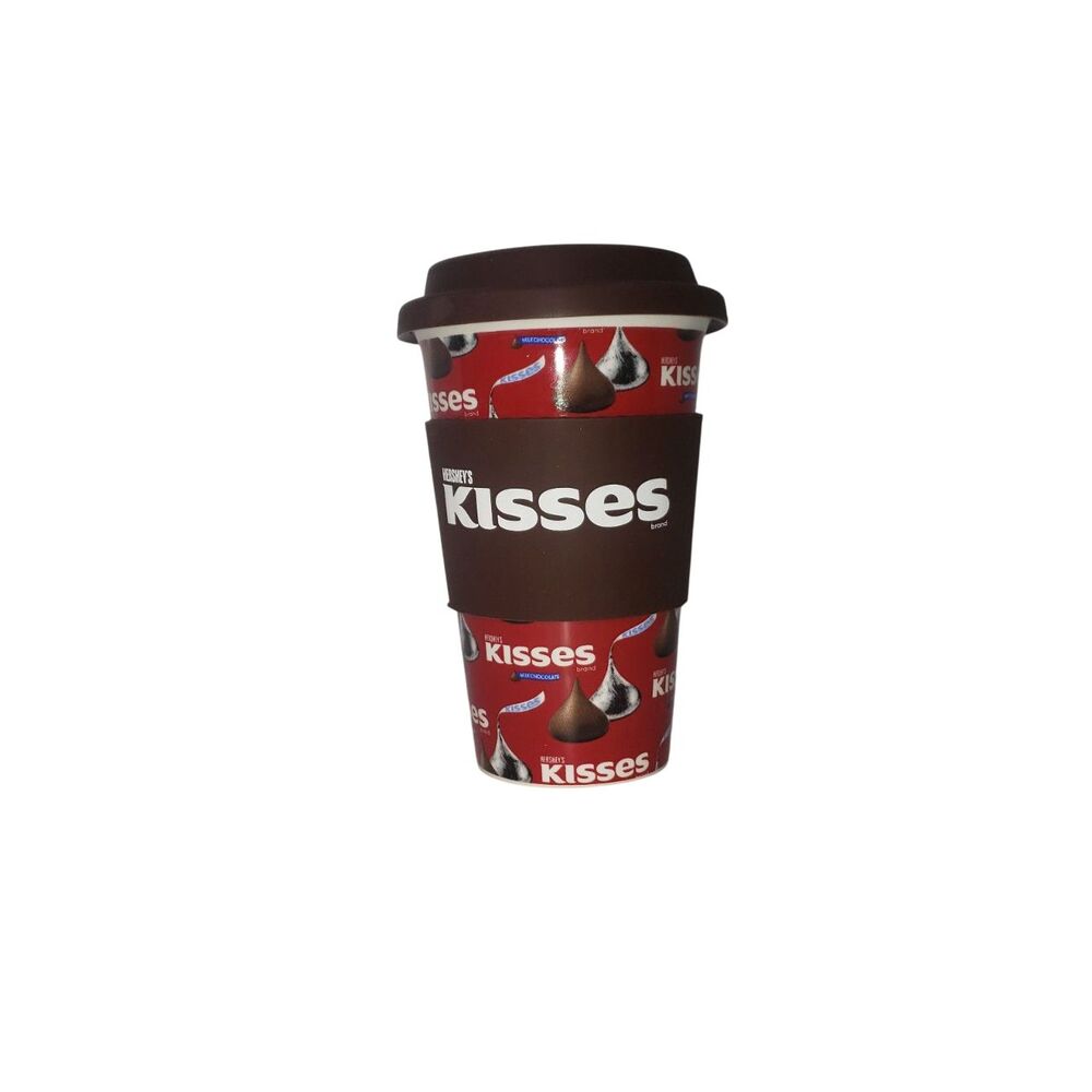 Hershey's Kisses Travel Mug Galerie Ceramic Coffee Cup Silicone Lid Sleeve 16oz